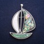 Brooch Pendant Ship with Chalcedony and Mother of Pearl 62x45mm