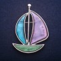Brooch Pendant Ship with Pearl—62x43mm +