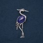 Brooch Pendant Heron with Natural Stone Lapis Lazuli 80x30mm