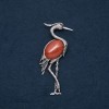 Brooch Pendant Heron with Natural Stone Aventurine "Golden Sand" 80x30mm