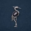 Brooch Pendant Heron with Natural Stone Aventurine Blue Sand Night of Cairo 80x30mm