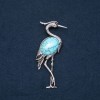 Brooch Pendant Heron with Natural Stone "Turquoise" 80x30mm