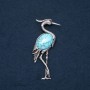 Brooch Pendant Heron with Natural Stone "Turquoise" 80x30mm