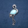 Brooch pendant Flamingo with natural stone "Turquoise" (synthetic) 85x30mm