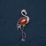 Brooch Pendant Flamingo with Carnelian Natural Stone 85x30mm