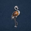 Brooch Pendant Flamingo with Tiger's Eye Stone 85x30mm