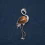 Brooch Pendant Flamingo with Tiger's Eye Stone 85x30mm