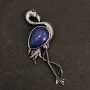 Brooch Pendant Flamingo with Natural Lapis Lazuli 85x30mm