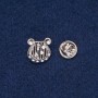 Lira Brooch with White Crystals, Light Metal 17x15mm +