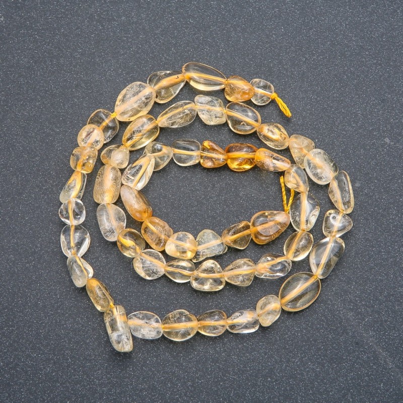 Citrine Beads on Thread, Nugget Cut, 8x6 mm, 42 cm length +