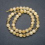 Rutilated Quartz Beads on Thread, Hairy Quartz, Smooth Round Bead, 8mm diameter ±, length 39cm ±