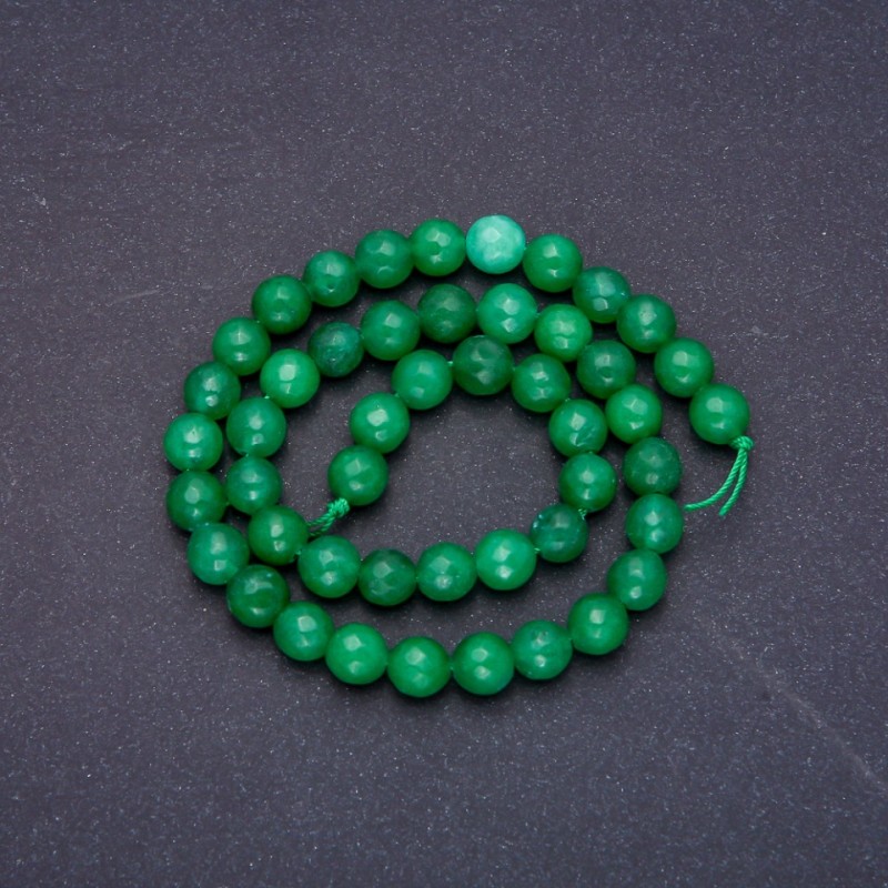Chrysoprase Beads on Thread, Faceted Round 7.5 mm, 36 cm