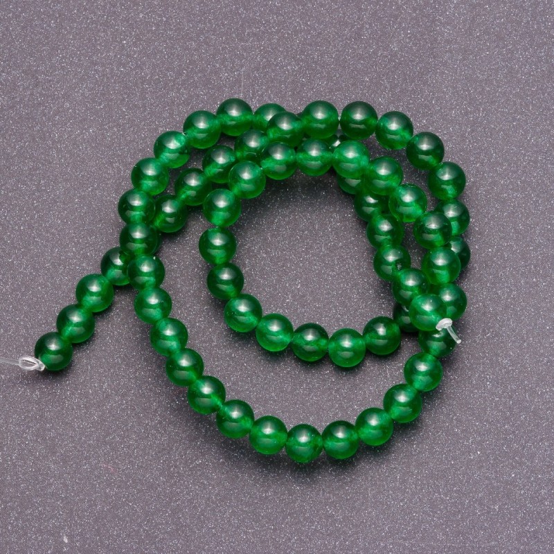 Natural Chrysoprase Beads on Thread, Smooth Round Beads, 6mm Diameter, 38cm Length
