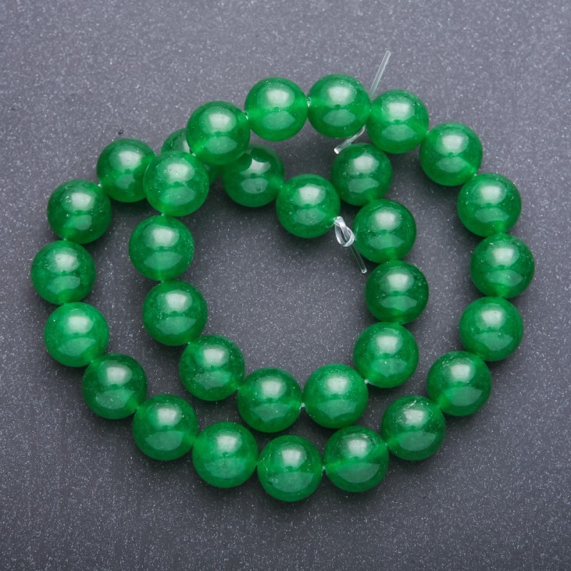 Chrysoprase Beads, Smooth Round 12 mm ±, on Thread, 38 cm ± Length
