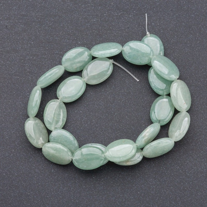Natural Jade Beads on Thread, Jade Oval Beads, 13 × 18 mm, 37 cm length