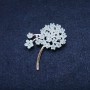 Brooch Flower 52x40mm crystals blue color silver metal