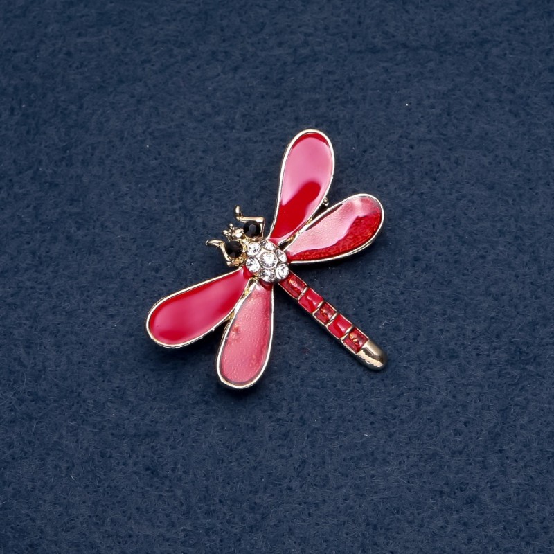 Brooch "Butterfly" with red wings 35×45 mm, insect series, metal color