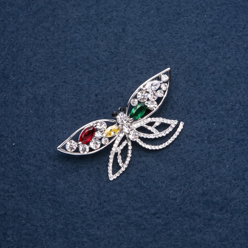 Brooch "Butterfly" 60x30mm metal color "silver"