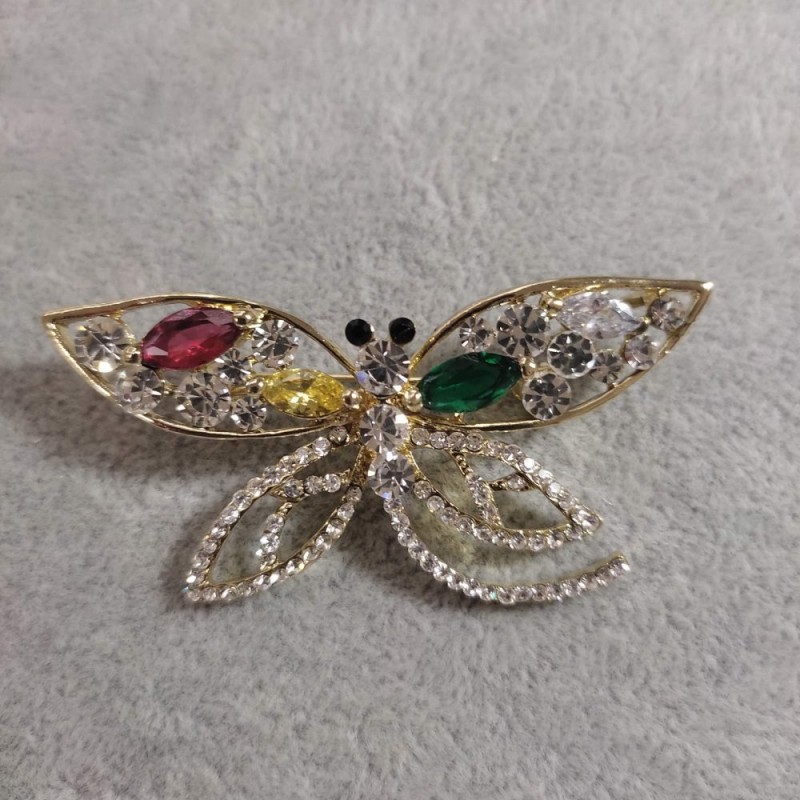 Brooch "Butterfly" 60x30mm gold-colored metal