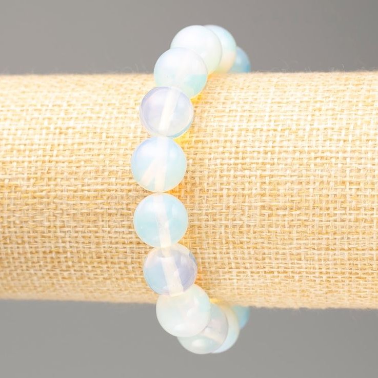 Moonstone Bracelet, Smooth Round Beads, 12mm Diameter