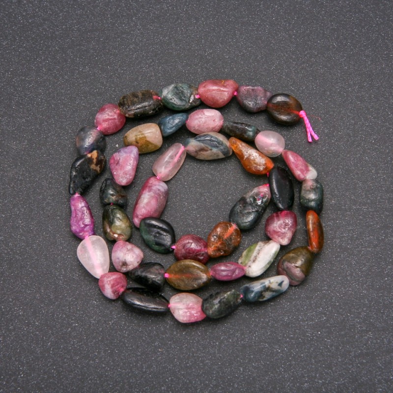 Tourmaline Beads Tumbled, 7x10 mm, 38 cm length