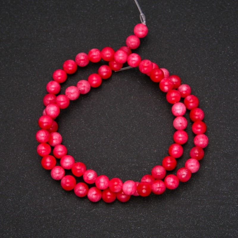 Beads on Thread Rhodonite (Artificial) Smooth Sphere, diameter 6 (+/-) mm, thread length 38cm