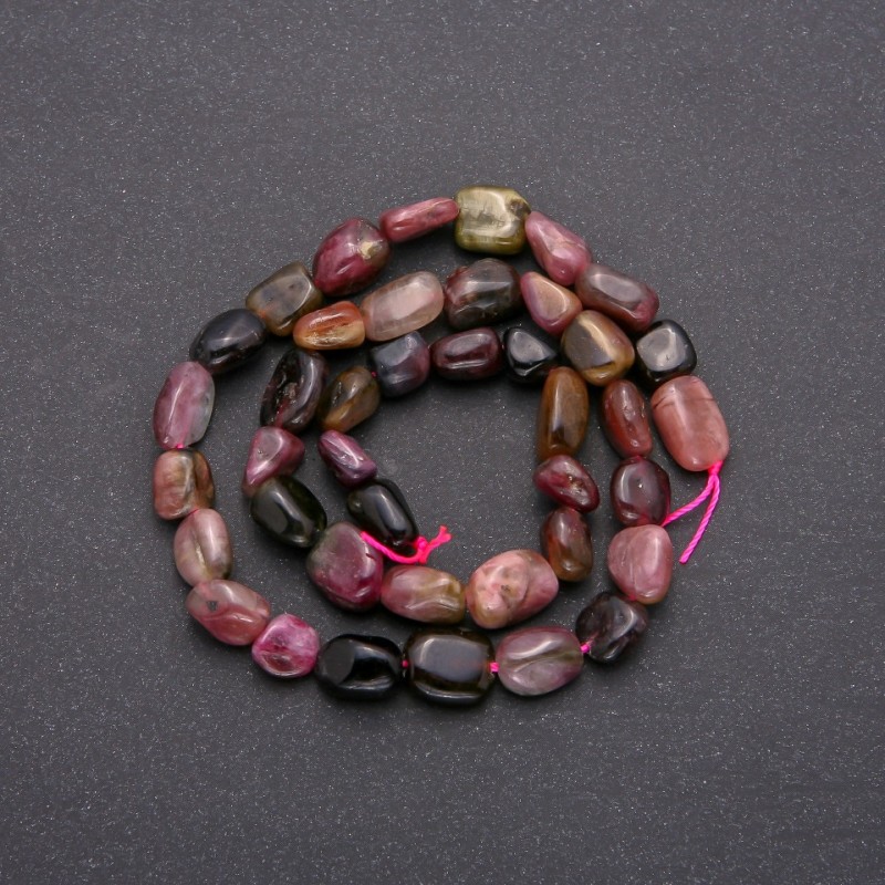 Natural Tourmaline Beads, faceted, 7×9 mm, thread, length 38 cm (+/-)