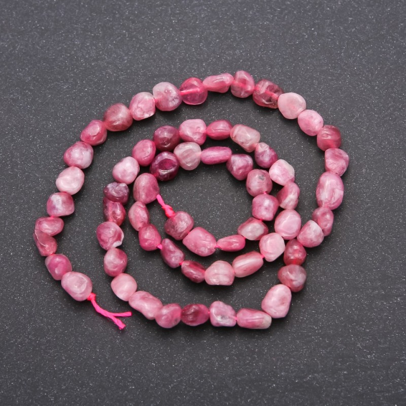 Natural Tourmaline Beads on Thread, faceted, 6 mm diameter (+/-), length 38 cm