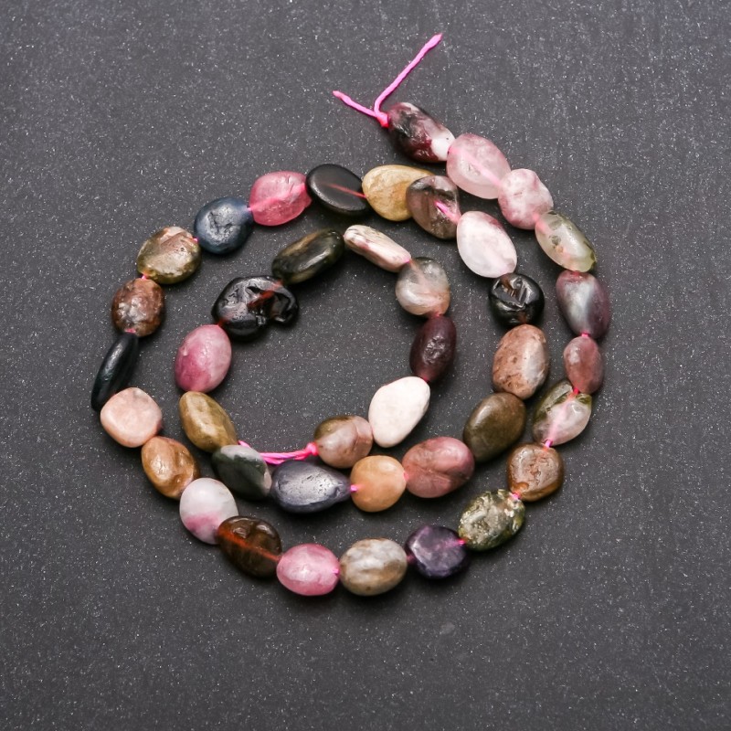 Tourmaline Beads on Threaded Wire Bead, 8x10 mm ±, Length 38 cm