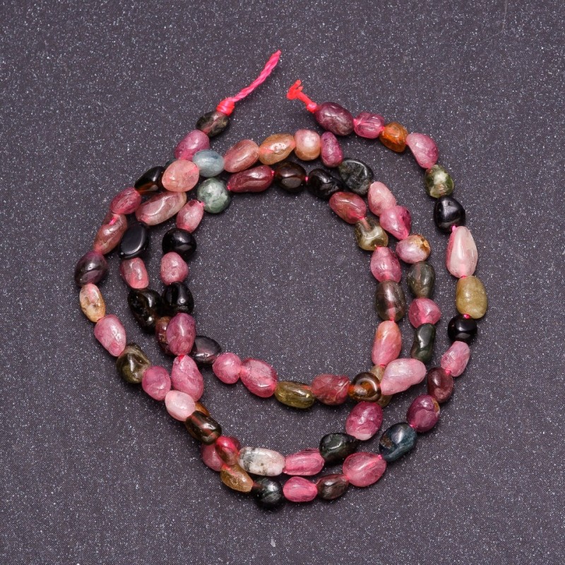 Natural Stone Tourmaline Tubular Beads, 4×6 mm (±) diameter, thread length 40 cm