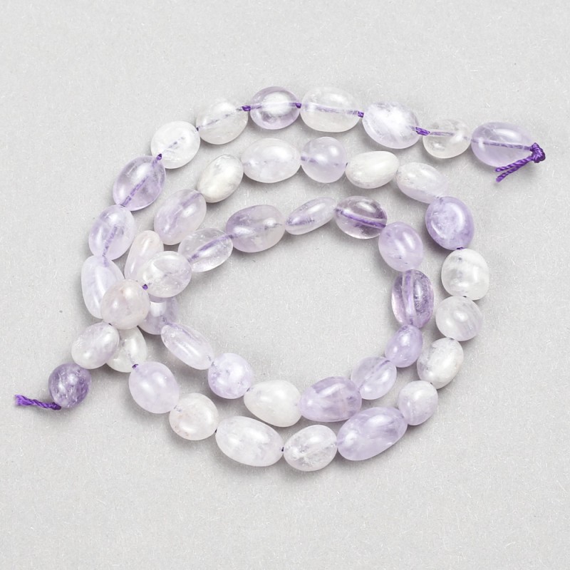 Amethyst Natural Stone Beads - Tumbled 8x10 mm, length 39 cm (+/-)