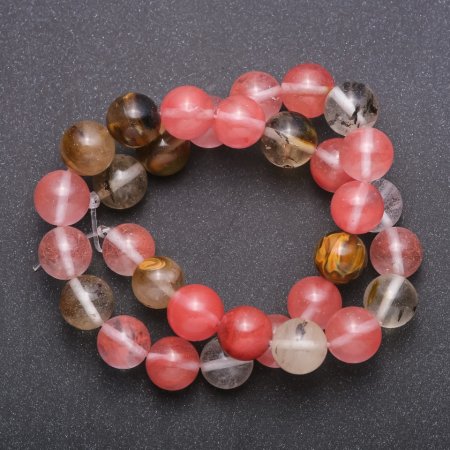 Natural Chalcedony Beads assortment on thread, smooth ball, diameter 12 (+/-) mm, length 37 cm