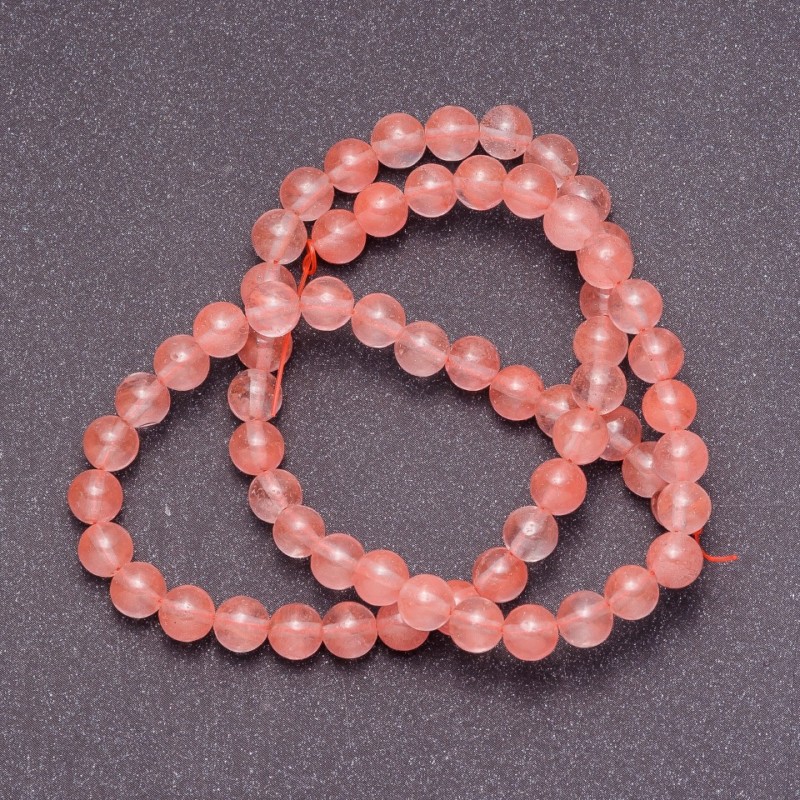 Rose Quartz Beads on Thread, smooth round bead, 4mm diameter, 38cm length