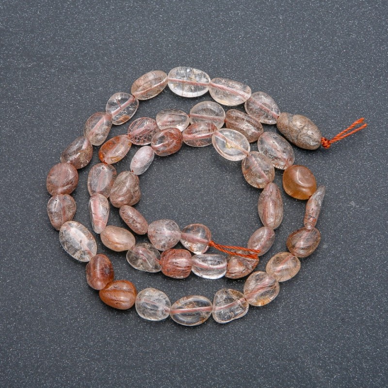 Rutilated Quartz Faceted Beads on Thread, 7x10 mm, 40 cm length +