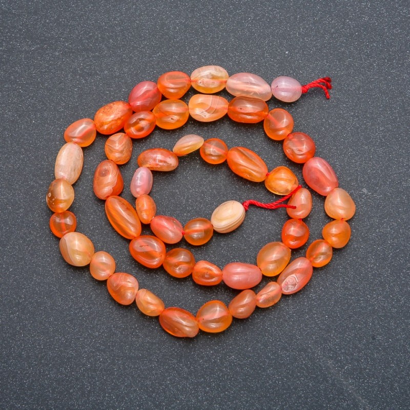 Carnelian Beads on Thread, Faceted, 9x7 mm, 41 cm length +