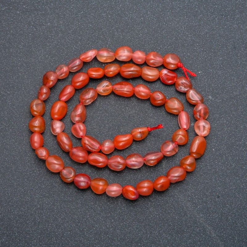 Carnelian and Sardonyx Beads on Thread, Faceted, 8x6 mm, Length 40 cm +