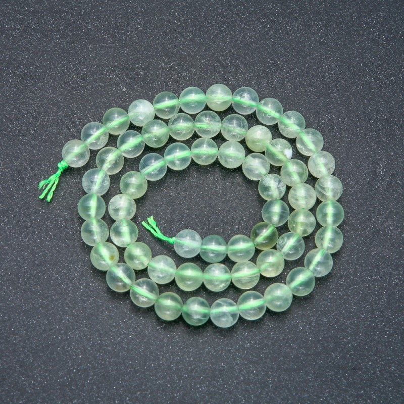 Prehnite Beads on Thread Natural Stone Smooth Round Bead, 6mm diameter +/-, length 39cm +
