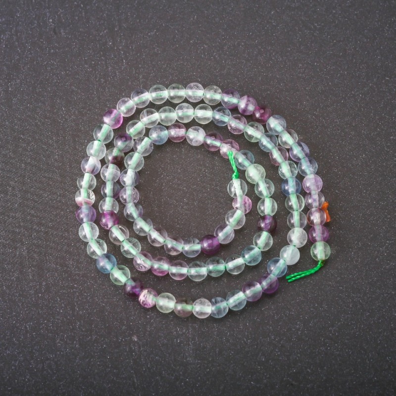 Fluorite Beads, Smooth Round, 5 mm Ø, Threaded, 38 cm Length