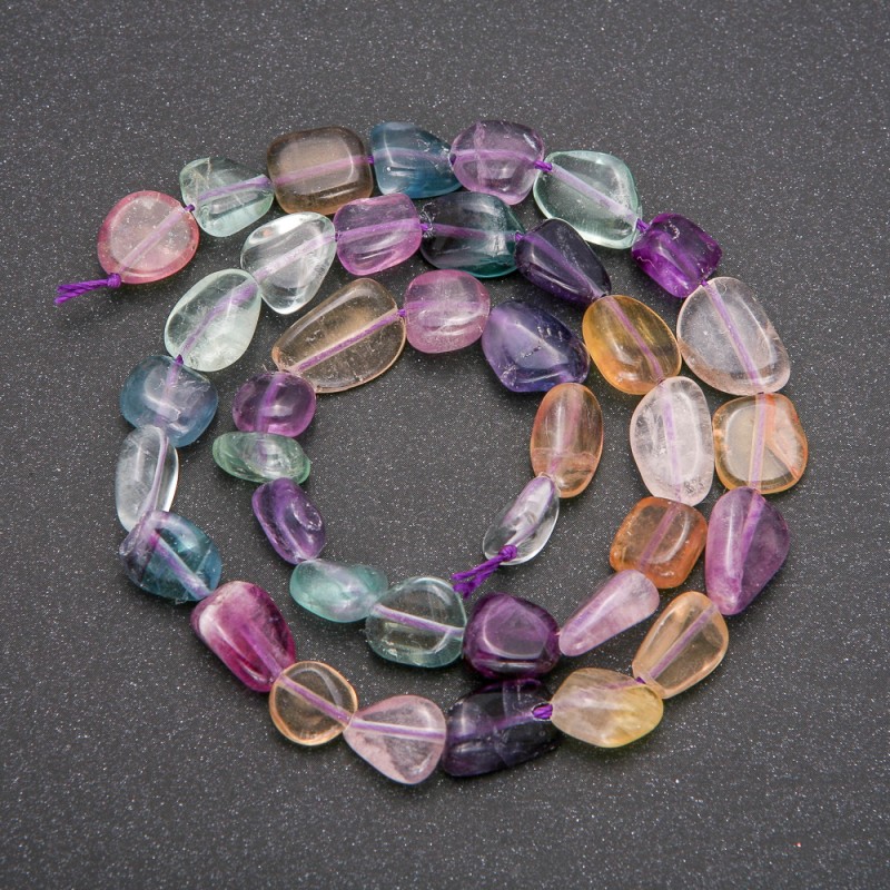 Fluorite Beads on Thread, natural stone, diameter ±7-10mm, length 40 cm
