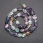 Fluorite Beads on Thread, Natural Stone, 7–9 mm, 40 cm length