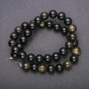 Natural Stone Beads on Thread Sunstone Obsidian Smooth Round Beads 10mm Diameter, 38cm Length