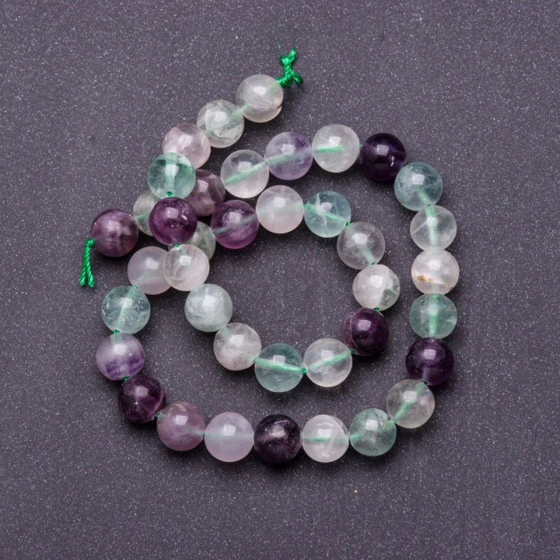 Fluorite Beads on Thread, 10mm Diameter, 37cm Length