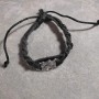 Bracelet with metal inlay Assorted, length 18-22 cm, thickness 10 mm, eco leather, color black, pull-on