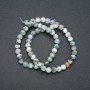 Natural Stone Beads Moss Agate on Thread Smooth Sphere, diameter 6.5 mm, length 38 cm