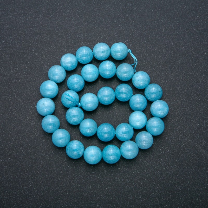 Aquamarine Natural Stone Bead Thread Smooth Round 12mm, 37cm Length +