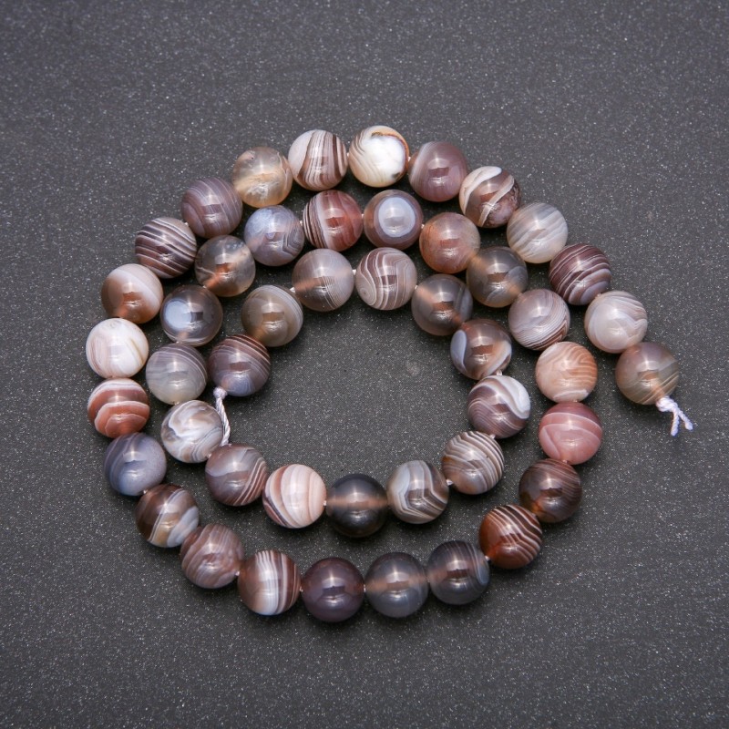 Botswana Agate Beads natural stone smooth round 8mm diameter, 38in length on a fishing line