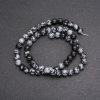 Snow Obsidian Beads on Thread - Apache Tears, Smooth Round Bead, 6 mm diameter (+/-), 38 cm length