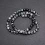 Snow Obsidian Beads on Thread - Apache Tears, Smooth Round Bead, 6 mm diameter (+/-), 38 cm length