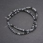 Snow Obsidian Beads on Thread - Apache Tears, Smooth Round, 4 mm dia. (±) x 38 cm length