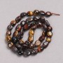 Beads on string natural stone Bull's Eye, Hawk's Eye, Tiger's Eye cabochon, 6x8 mm, length 39 cm